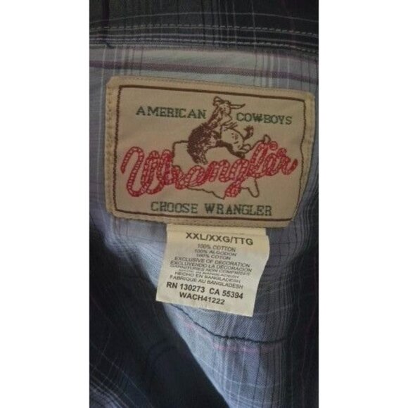 Wrangler Plaid American Cowboy Pearl Snap short sleeve Shirt MV12729 Size XXL - Picture 6 of 6